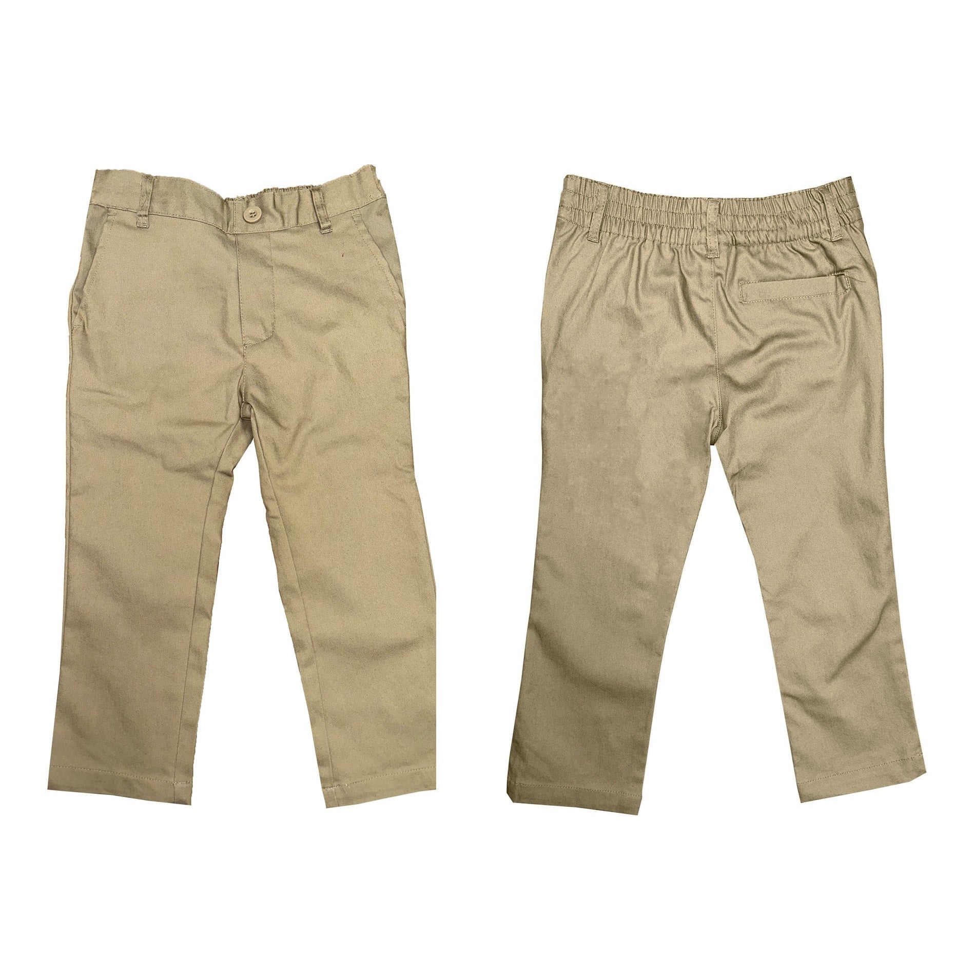 Wholesale Toddler Pull On Stretch Slim School Uniform Pants Khaki. Sold in Bulk Wholesale School Uniforms