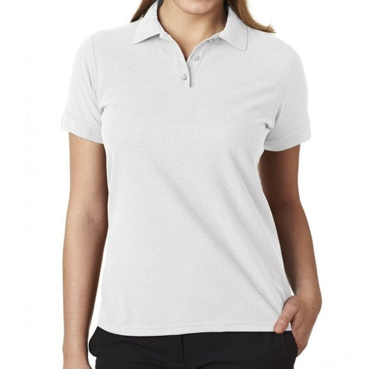 36 Pack Young Women's Short Sleeve School Uniform Polo Shirt - White-Wholesale School Uniforms