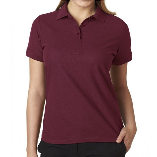 36 Pack Women's Short Sleeve School Uniform Polo Shirt - Burgundy-Wholesale School Uniforms