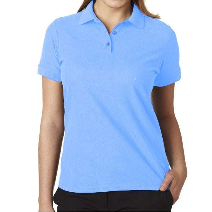 36 Pack Young Women's Short Sleeve School Uniform Polo Shirt - Light Blue-Wholesale School Uniforms