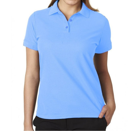 36 Pack Young Women's Short Sleeve School Uniform Polo Shirt - Light Blue-Wholesale School Uniforms