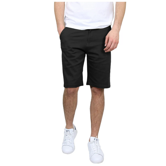 24 Pack Men's Stretch Chino School Uniform Shorts - Black by Size-Wholesale School Uniforms