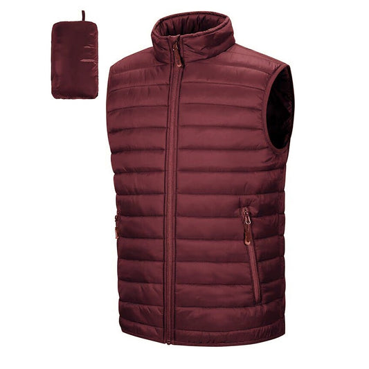 24 Pack Adult Size Full Zip Puffer Vest - Burgundy