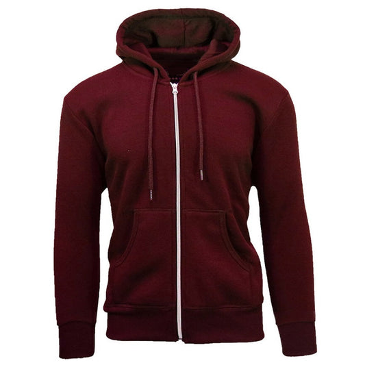 24 Pack Adult Size Unisex Zip Up Hooded Sweatshirt - Burgundy-Wholesale School Uniforms