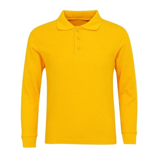 36 Pack Men's Long Sleeve School Uniform Polo Shirt - Gold-Wholesale School Uniforms