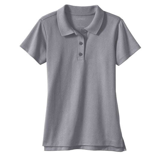 36 Pack Girls Short Sleeve School Uniform Polo Shirt - Heather Grey-Wholesale School Uniforms