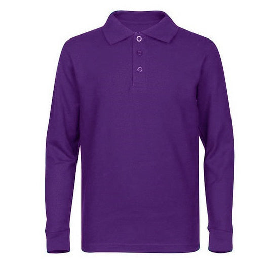 36 Pack Men's Long Sleeve School Uniform Polo Shirt - Purple-Wholesale School Uniforms