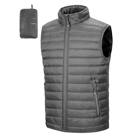 24 Pack Adult Size Full Zip Puffer Vest - Dark Grey