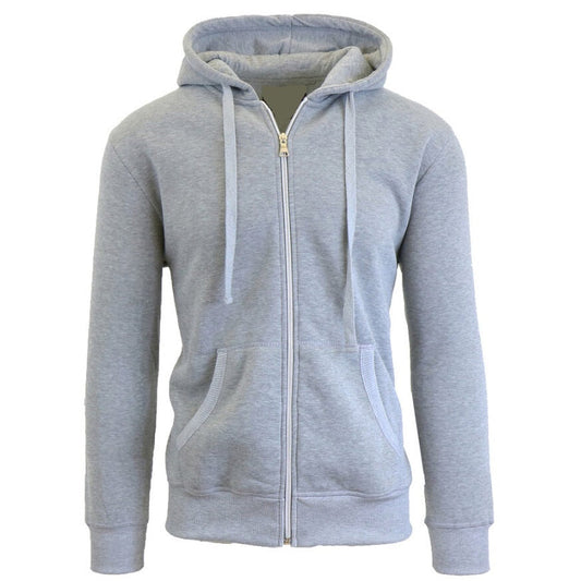 24 Pack Adult Size Unisex Zip Up Hooded Sweatshirt - Heather Grey-Wholesale School Uniforms