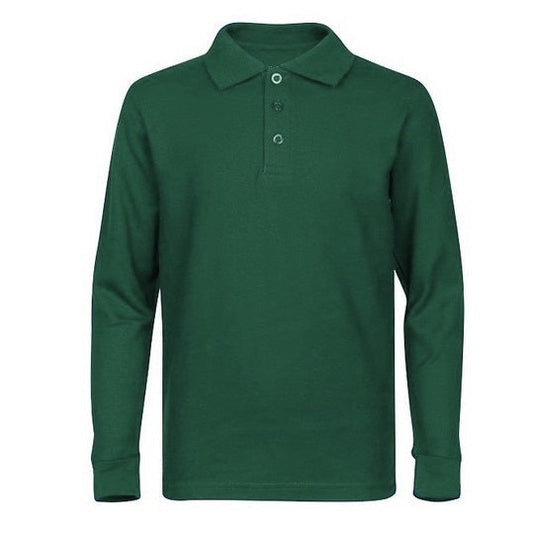 36 Pack Men's Long Sleeve School Uniform Polo Shirt - Hunter Green-Wholesale School Uniforms