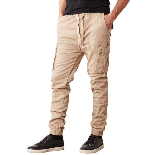 24 Pack Men's Drawstring Jogger Style Cargo Pants - Khaki-Wholesale School Uniforms