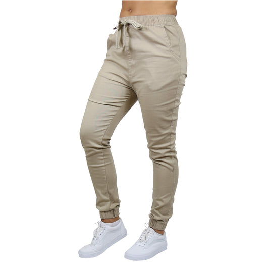 24 Pack Women's School Uniform Drawstring Jogger Pants - Khaki-Wholesale School Uniforms