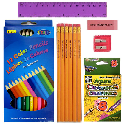 48 Kits - Economy School Supplies Kit (no backpack)