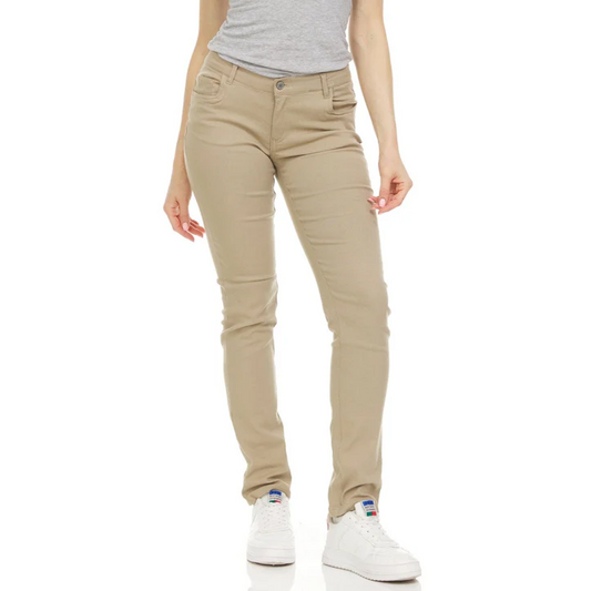 24 Pack Women's Super Stretch Skinny Leg School Uniform Pants - Khaki-Wholesale School Uniforms