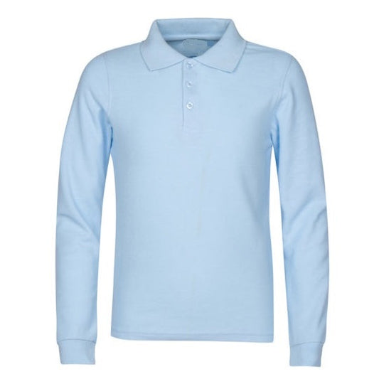 36 Pack Boys Long Sleeve School Uniform Polo Shirt - Light Blue-Wholesale School Uniforms