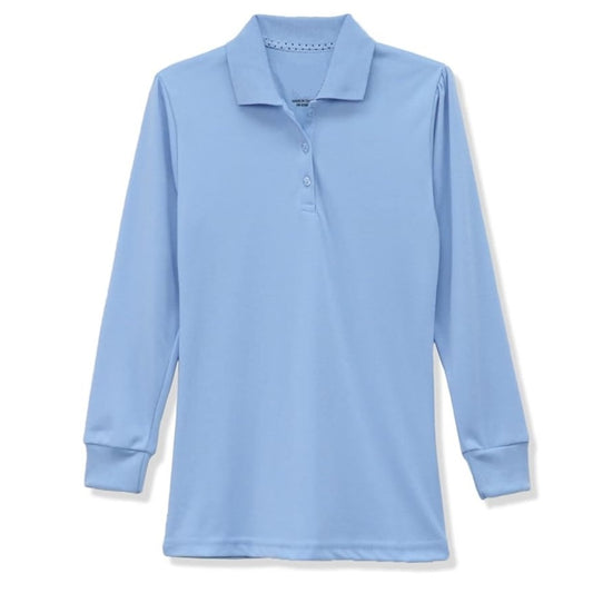 36 Pack Girls Long Sleeve School Uniform Polo Shirt - Light Blue-Wholesale School Uniforms