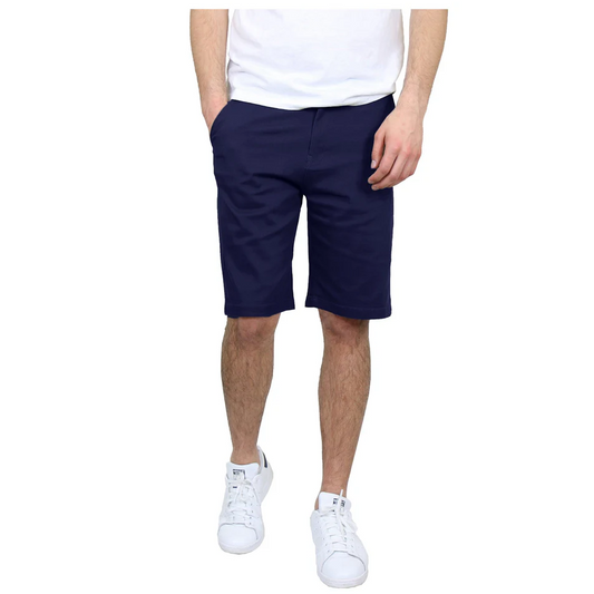 24 Pack Men's Stretch Chino School Uniform Shorts - Navy-Wholesale School Uniforms