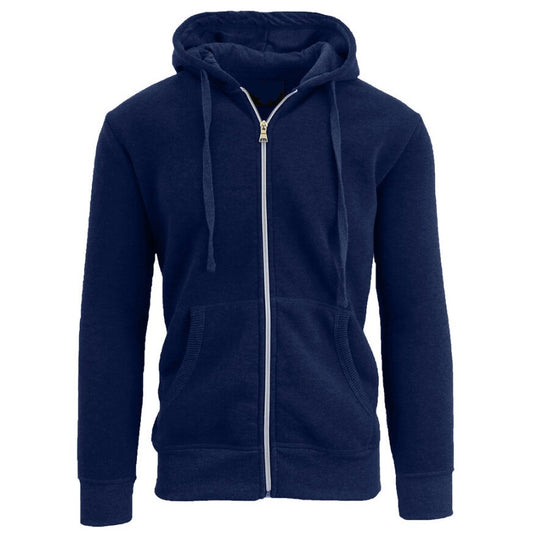 24 Pack Adult Size Unisex Zip Up Hooded Sweatshirt - Navy-Wholesale School Uniforms