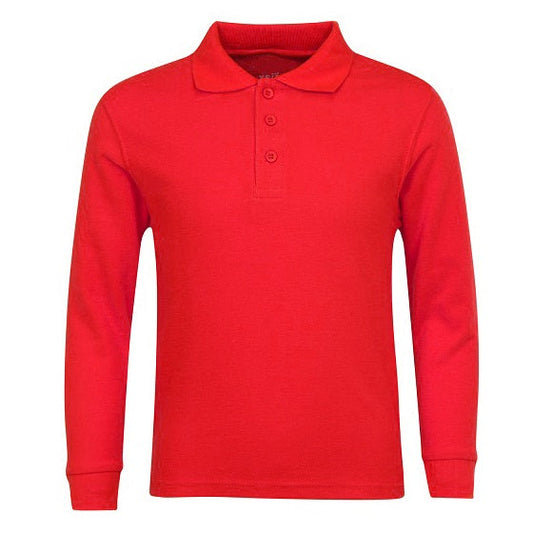 36 Pack Boy's Long Sleeve School Uniform Polo Shirt - Red-Wholesale School Uniforms