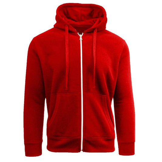 24 Pack Adult Size Unisex Zip Up Hooded Sweatshirt - Red-Wholesale School Uniforms