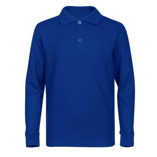 36 Pack Men's Long Sleeve School Uniform Polo Shirt - Royal Blue-Wholesale School Uniforms