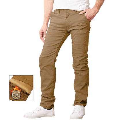 24 Pack Men's Stretch Fleece Lined Chino Pants - Khaki