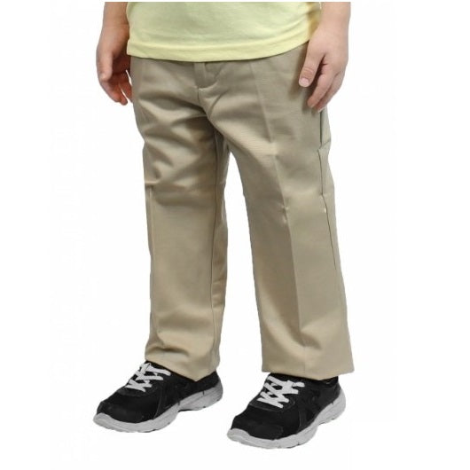 24 Pack Toddler Flat Front School Uniform Pants - Khaki-Wholesale School Uniforms