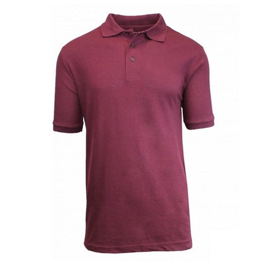 36 Pack Men's Short Sleeve School Uniform Polo Shirt - Burgundy-Wholesale School Uniforms