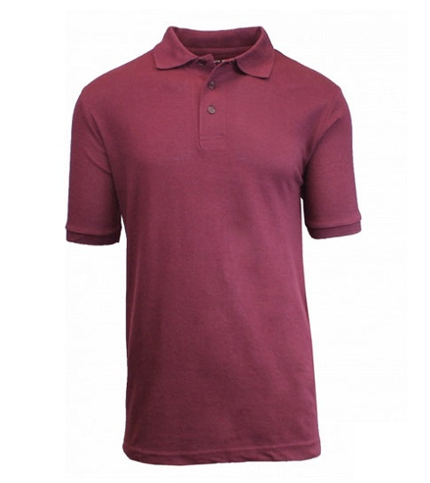 36 Pack Boys Short Sleeve School Uniform Polo Shirt in Burgundy-Wholesale School Uniforms