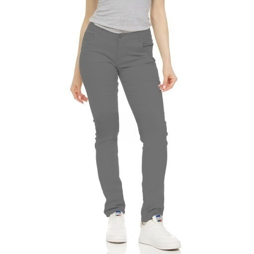 24 Pack Women's Super Stretch Skinny Leg School Uniform Pants - Grey By Size-Wholesale School Uniforms