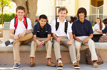 Group of Young Men in High School Wearing School Uniforms.