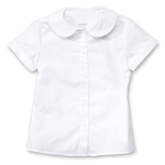 36 Pack Girls Short Sleeve Peter Pan Dress Shirt - White-Wholesale School Uniforms