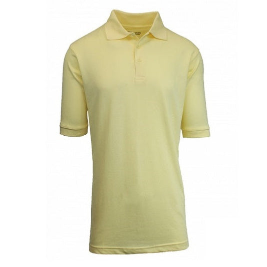 36 Pack Men's Short Sleeve School Uniform Polo Shirt - Yellow-Wholesale School Uniforms